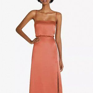 Dessy 8217.....Low Tie-Back Maxi Dress.....Terracotta copper....Size XS...NWT